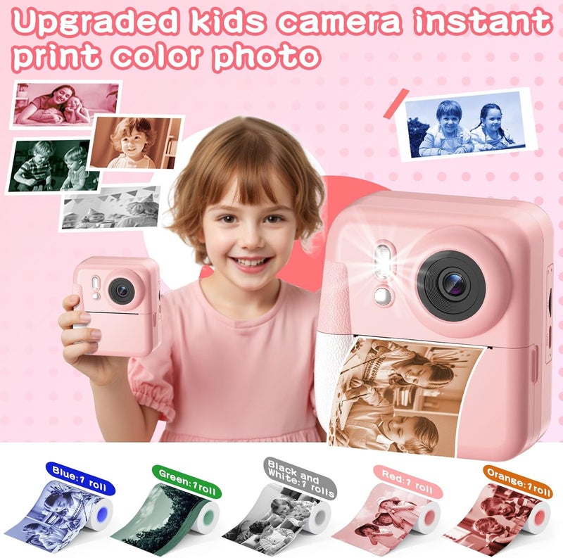 MINIBEAR Kids Camera Instant Print Color Photos, Dual-Lens Instant Print Camera for Kids, Toddler Portable Travel Digital Camera Toy for 6 7 8 Year Old Boys Girls Christmas Birthday Gifts 64GB Card - Image 2